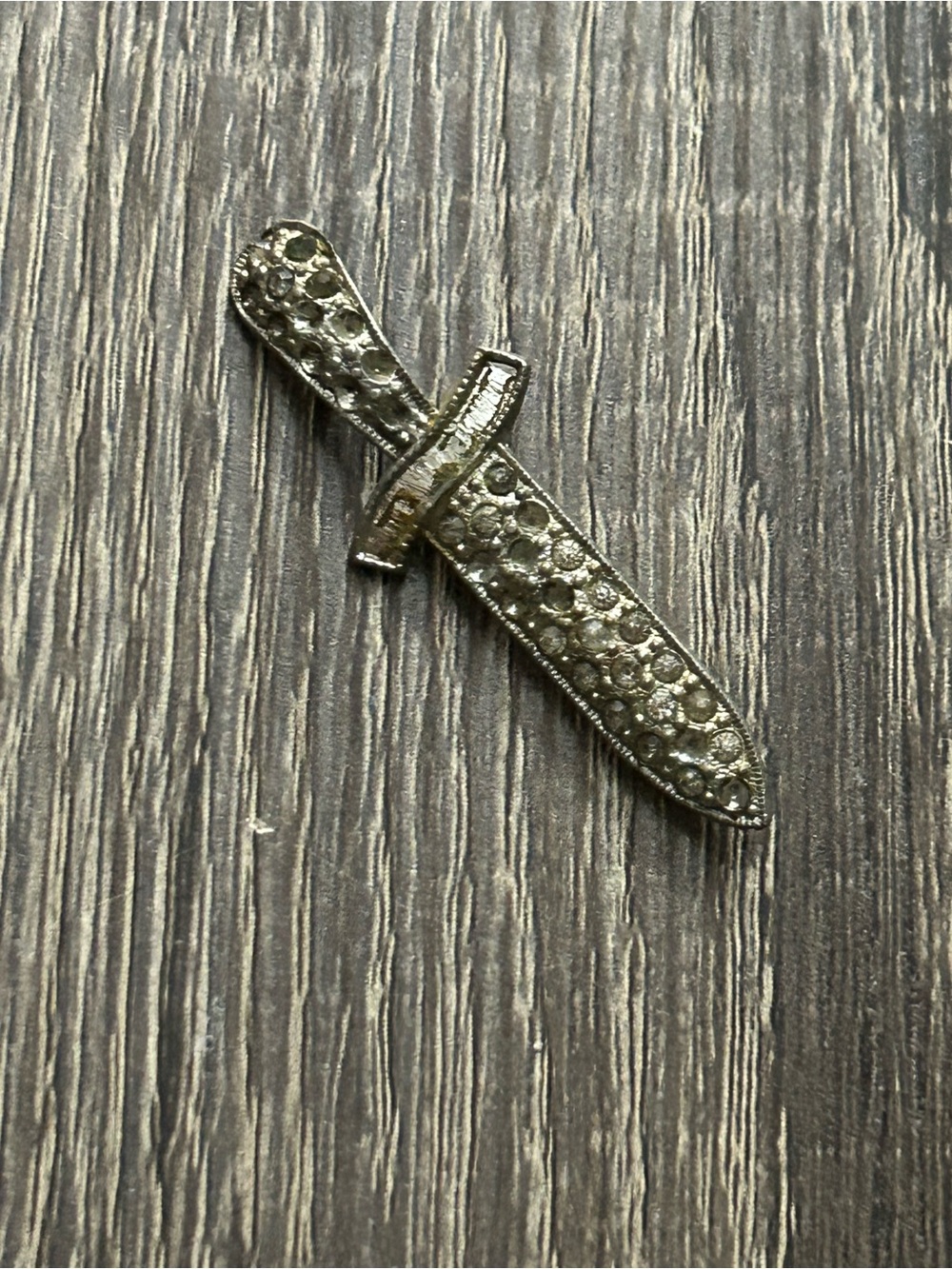 Silver-Tone Pave Dagger Lapel Pin - Men’s Accessory